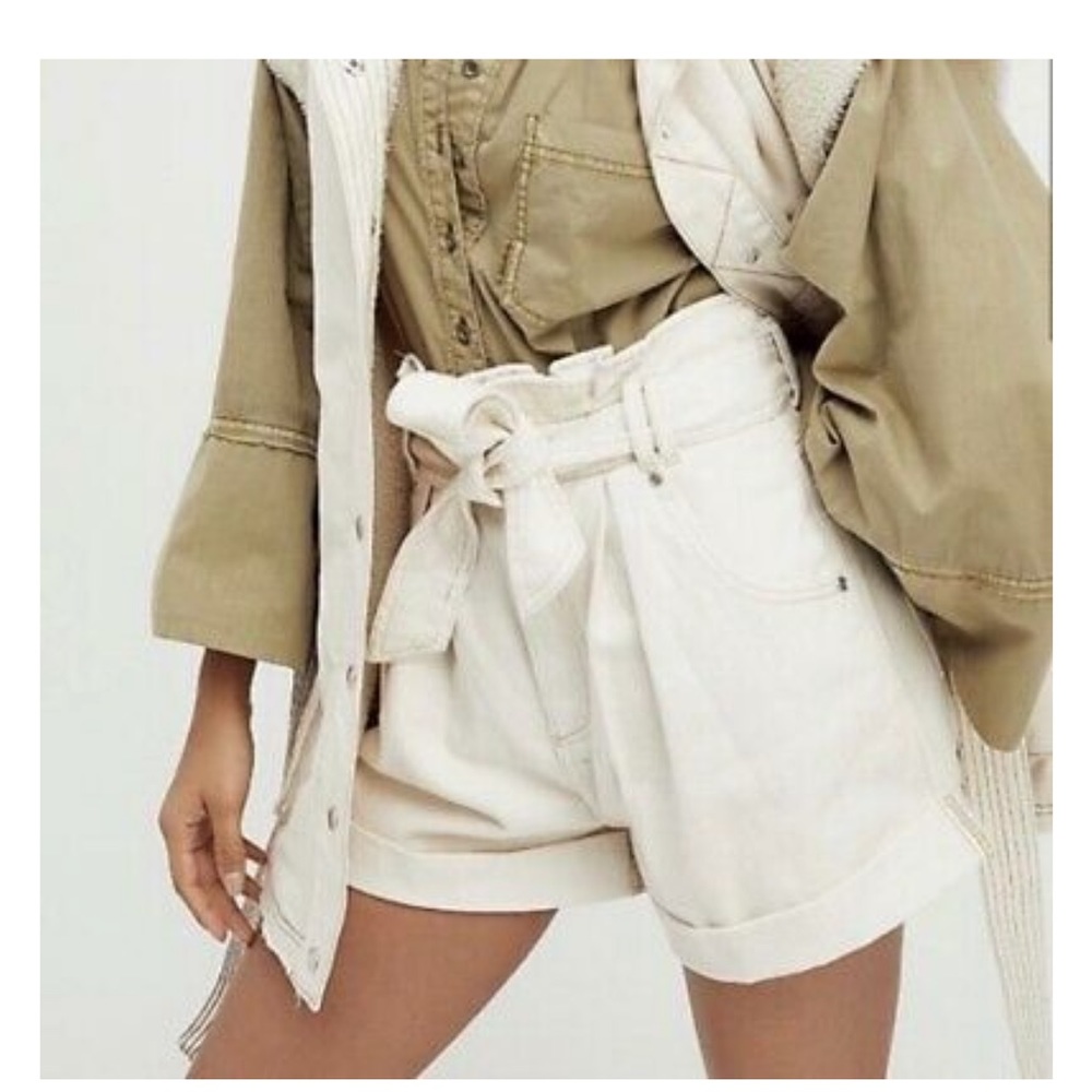 NWT free people denim paper bag shorts
